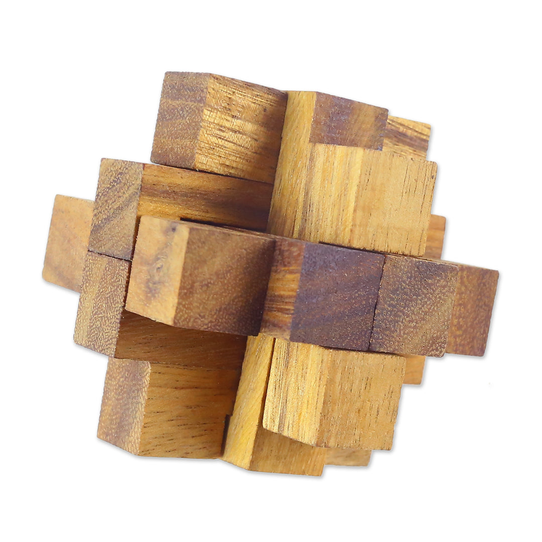 Hand Made Wood Puzzle Game Geometric from Thailand - Diamond Cube