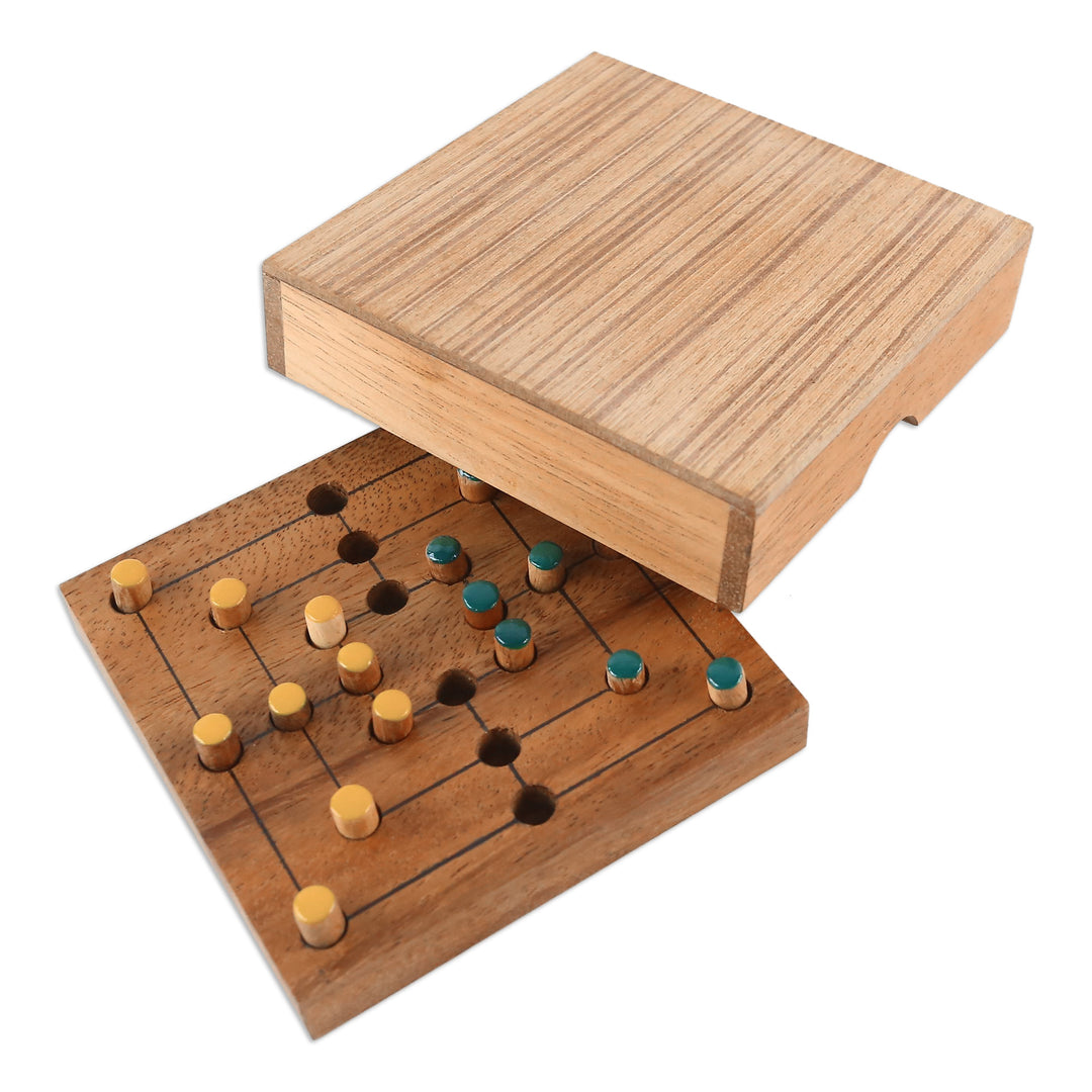 Hand Made Wood Pegs Board Game from Thailand - Strategy Square