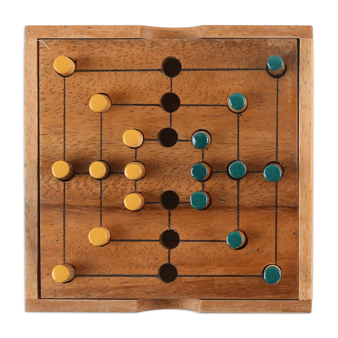 Hand Made Wood Pegs Board Game from Thailand - Strategy Square