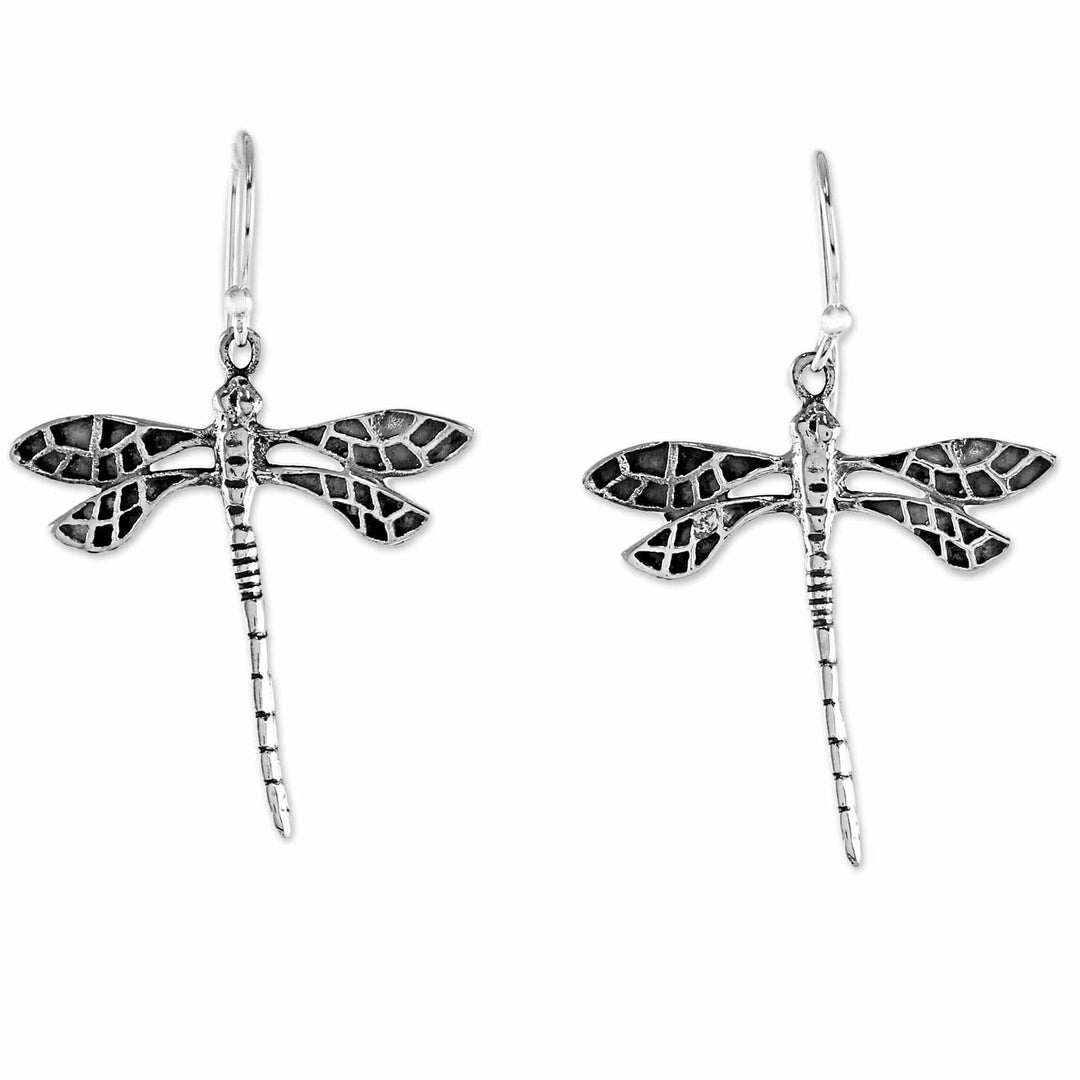 Dragonfly Sterling Silver Dangle Earrings from Thailand - Skyward Wanderers