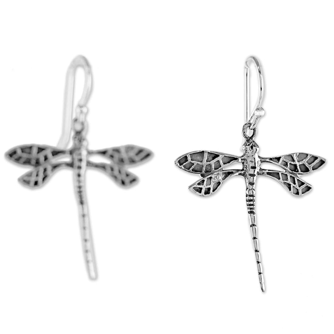 Dragonfly Sterling Silver Dangle Earrings from Thailand - Skyward Wanderers