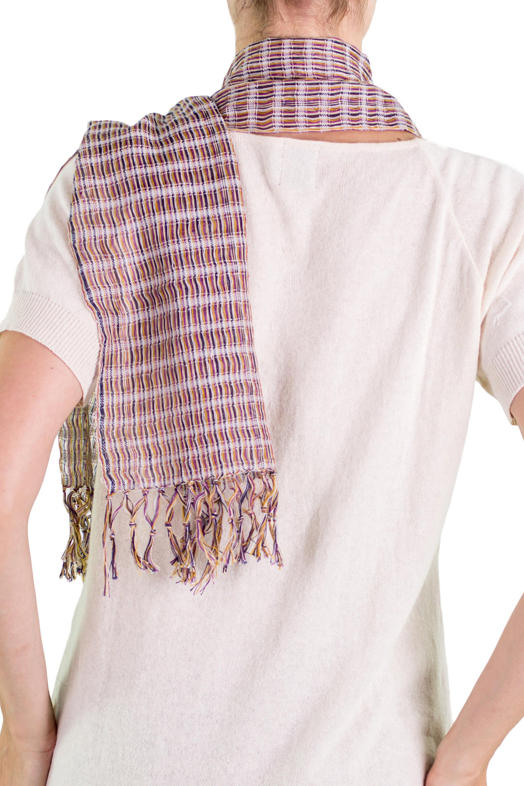 Artisan Designed and Crafted Cotton Scarf - Subtle Textiles on Grey
