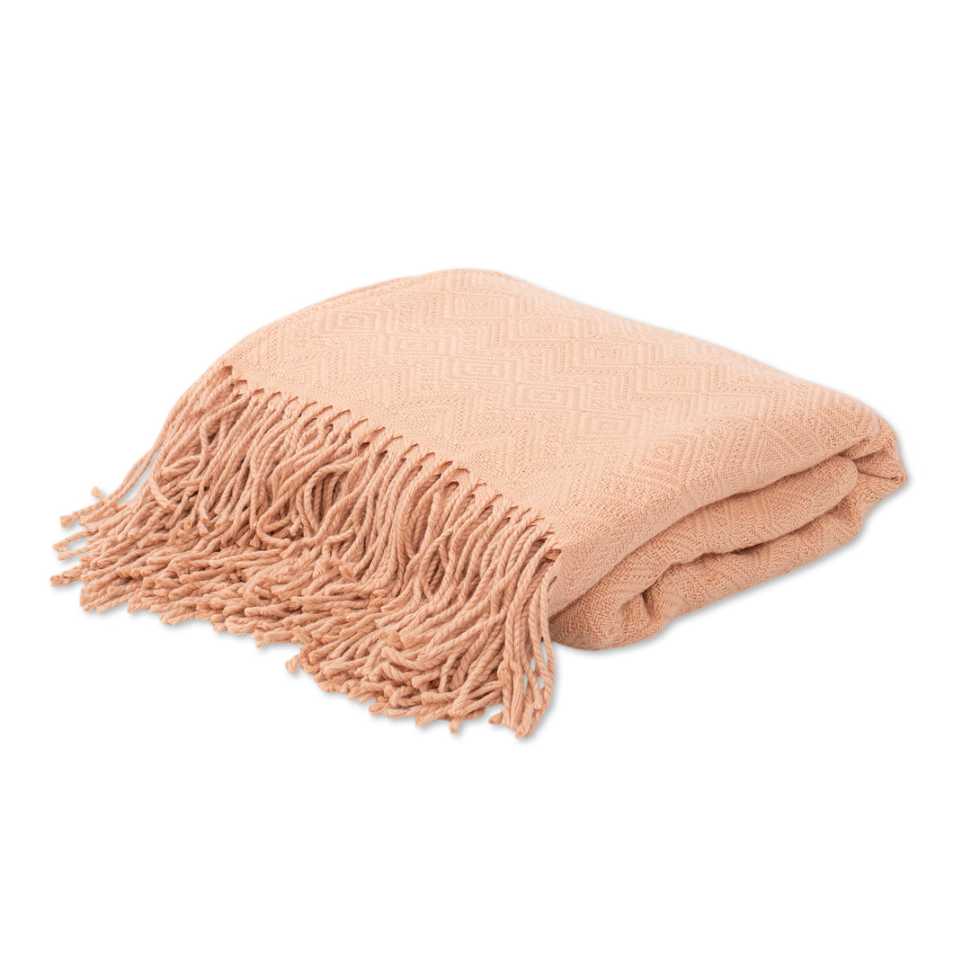 Alpaca Acrylic Blend Throw Blanket in Sand from Peru - Sandy Passion