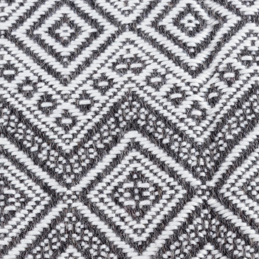 Alpaca Acrylic Blend Throw Blanket in Gunmetal and Eggshell - Gunmetal Diamonds