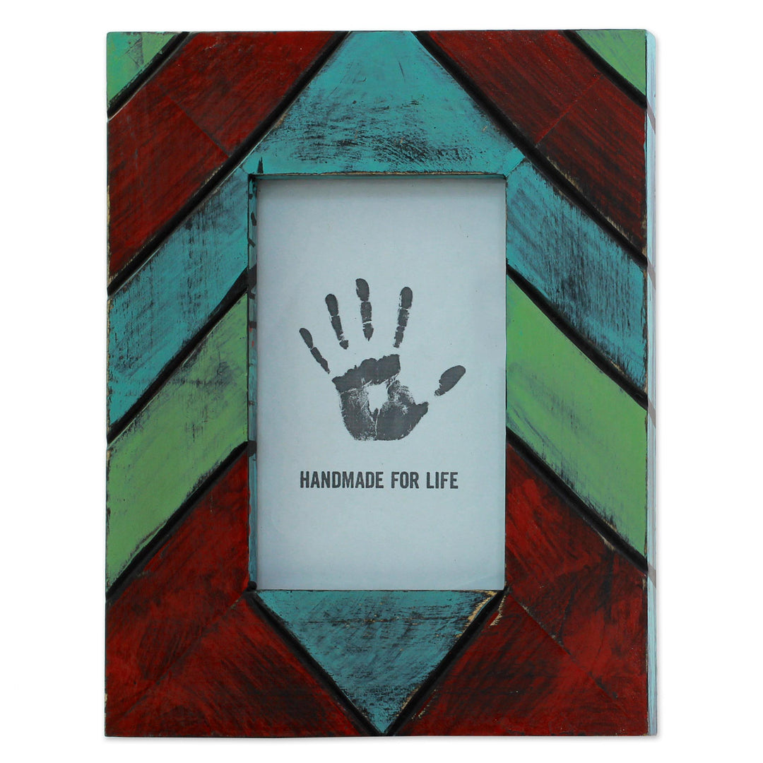 Geometric Wood Photo Frame Multicolored (4x6) from India - Geometric Delight