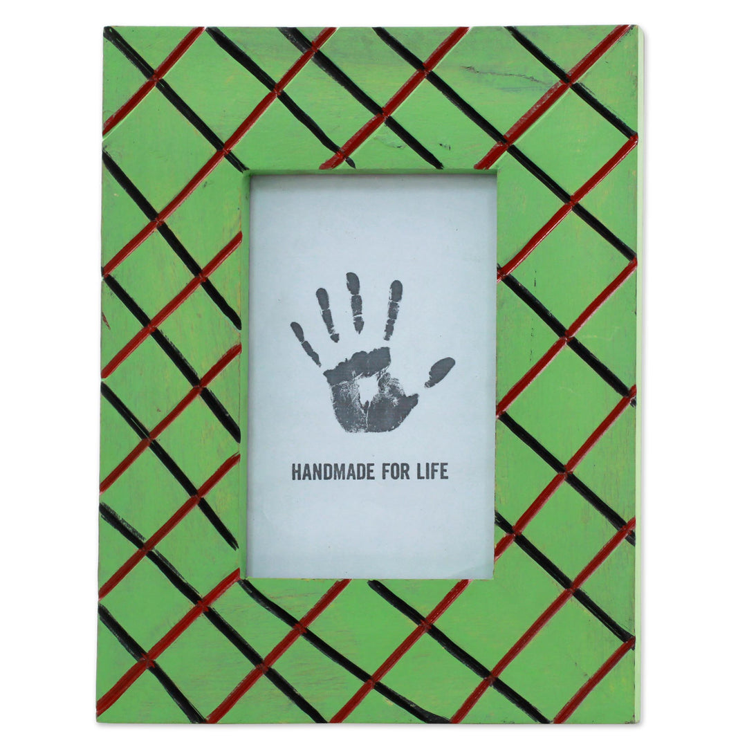 Green Rectangular Wood Photo Frame (4x6) from India - Green Glamour