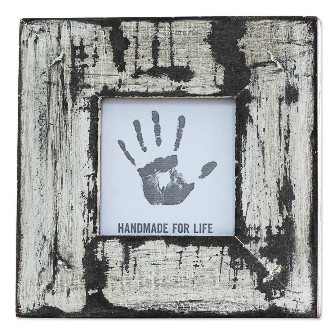 White Distressed Square Photo Frame (3x3) from India - Rustic White