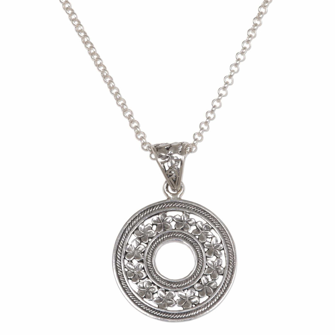 Hand Made Circle Sterling Silver Pendant Necklace Indonesia - Jepun Coin