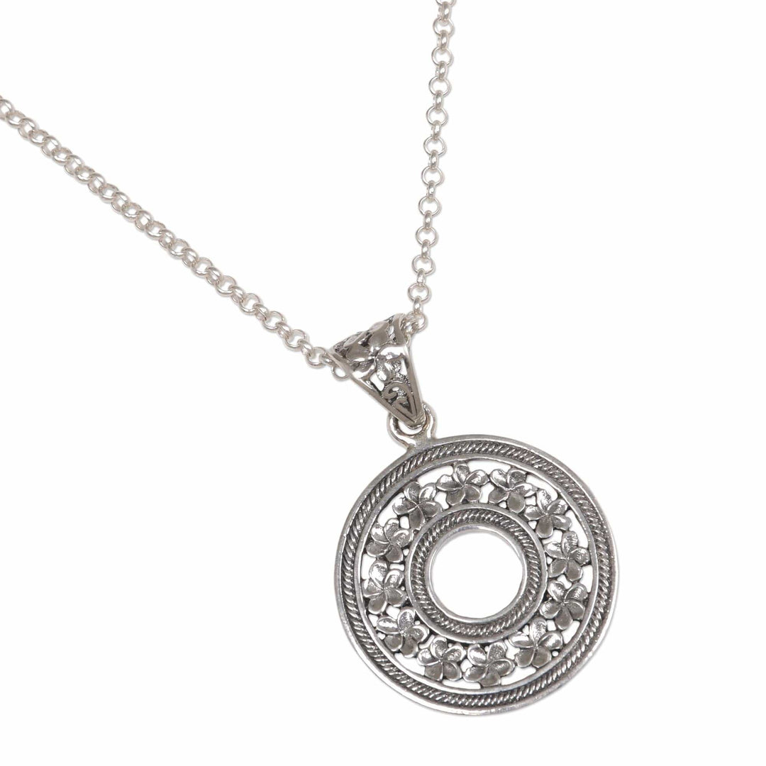 Hand Made Circle Sterling Silver Pendant Necklace Indonesia - Jepun Coin