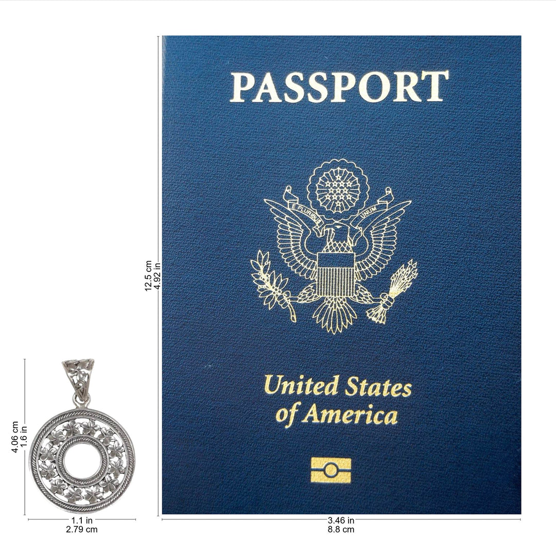 Hand Made Circle Sterling Silver Pendant Necklace Indonesia - Jepun Coin