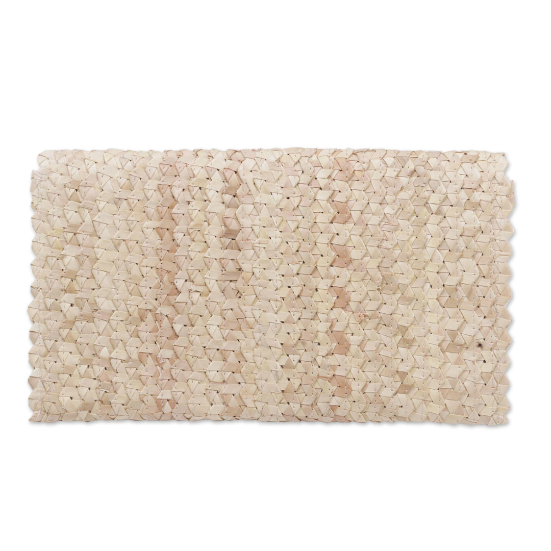 Handmade Ivory Palm Leaf Clutch Handbag from Java - Trance in Ivory