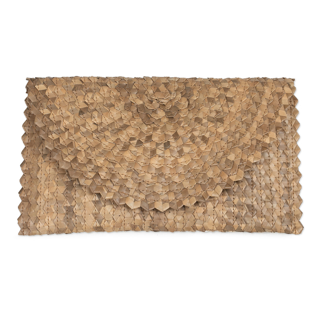 Handmade Brown Palm Leaf Clutch Handbag from Indonesia - Tropical Touch