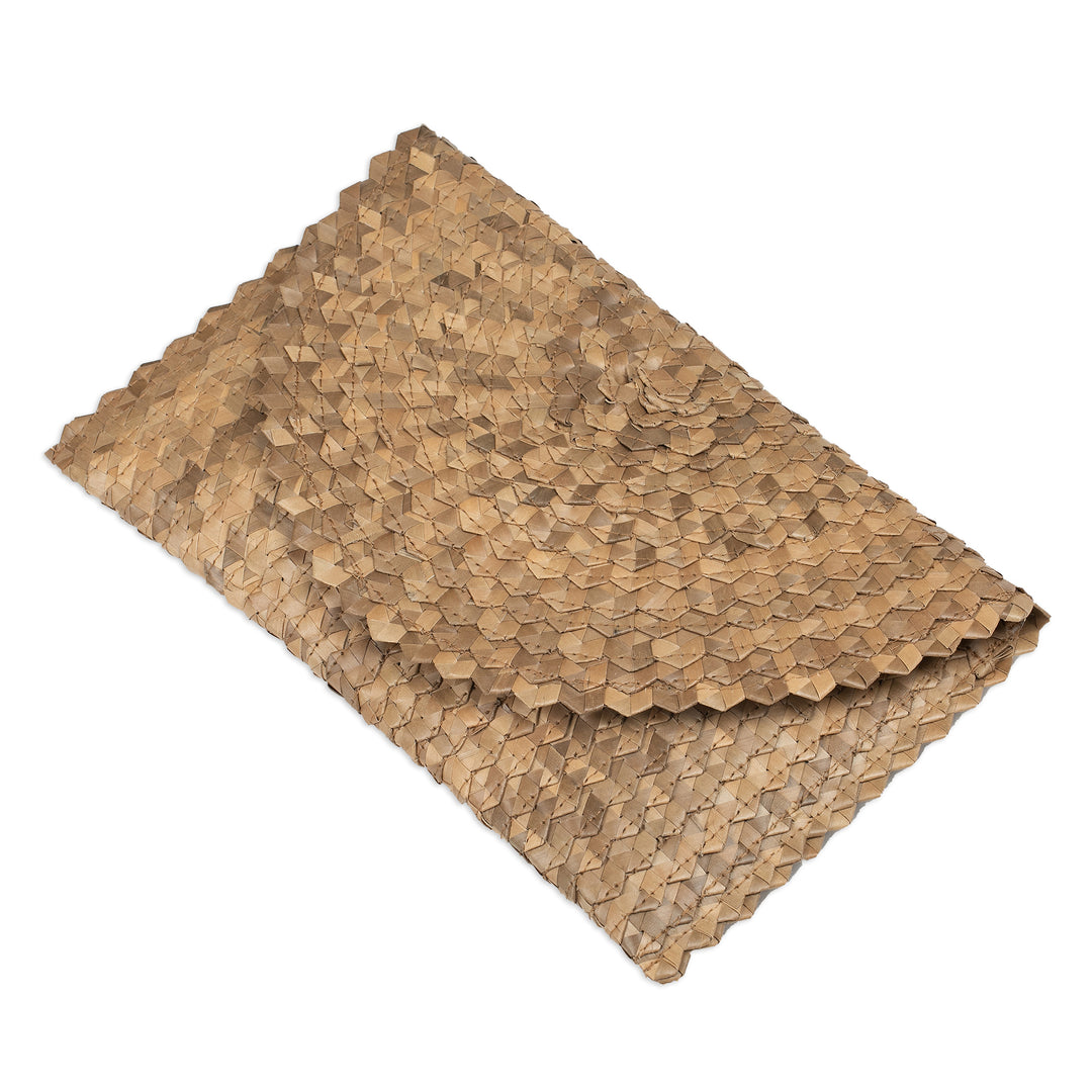 Handmade Brown Palm Leaf Clutch Handbag from Indonesia - Tropical Touch
