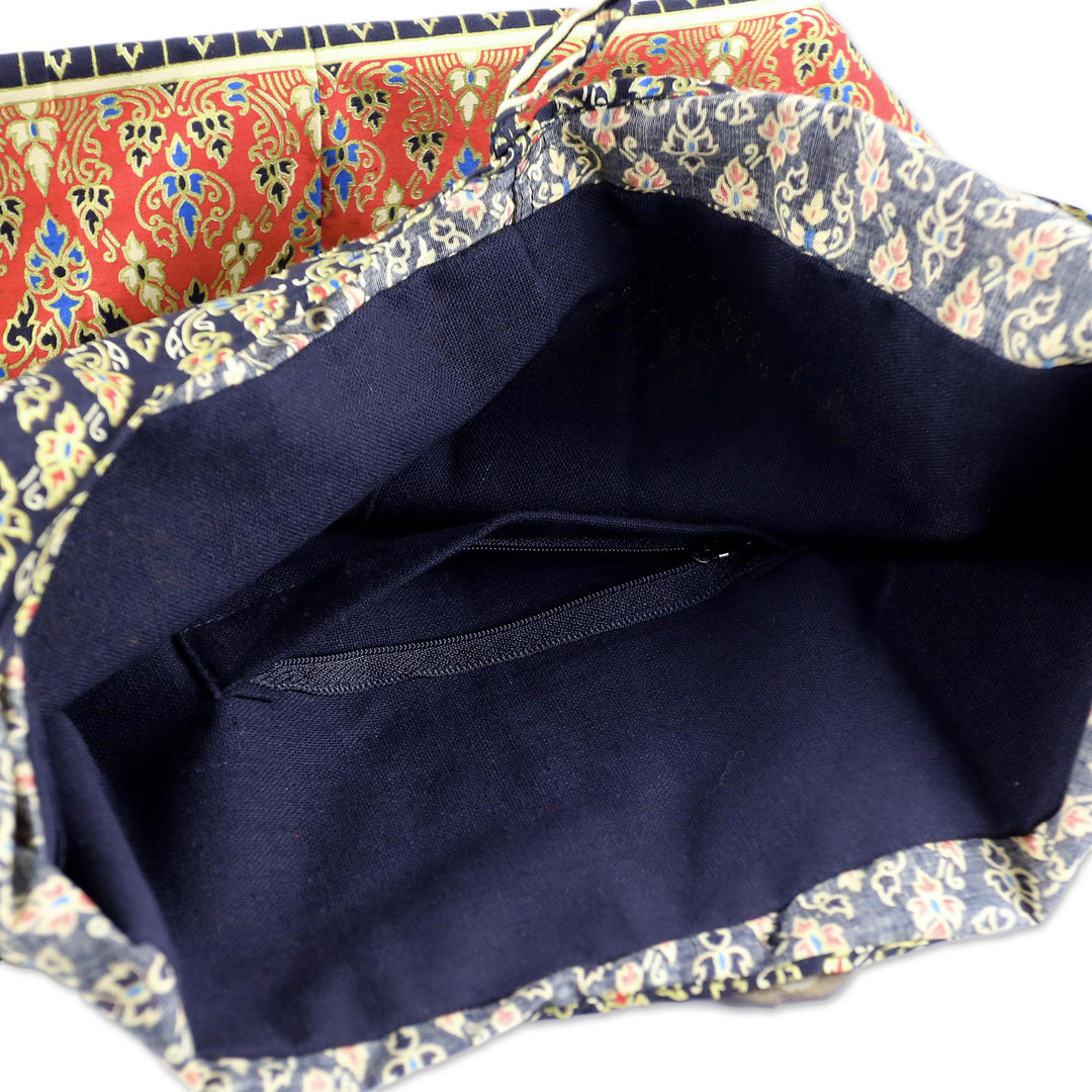 Handmade Thai Red and Black Cotton Shoulder Bag - Dramatic Thai