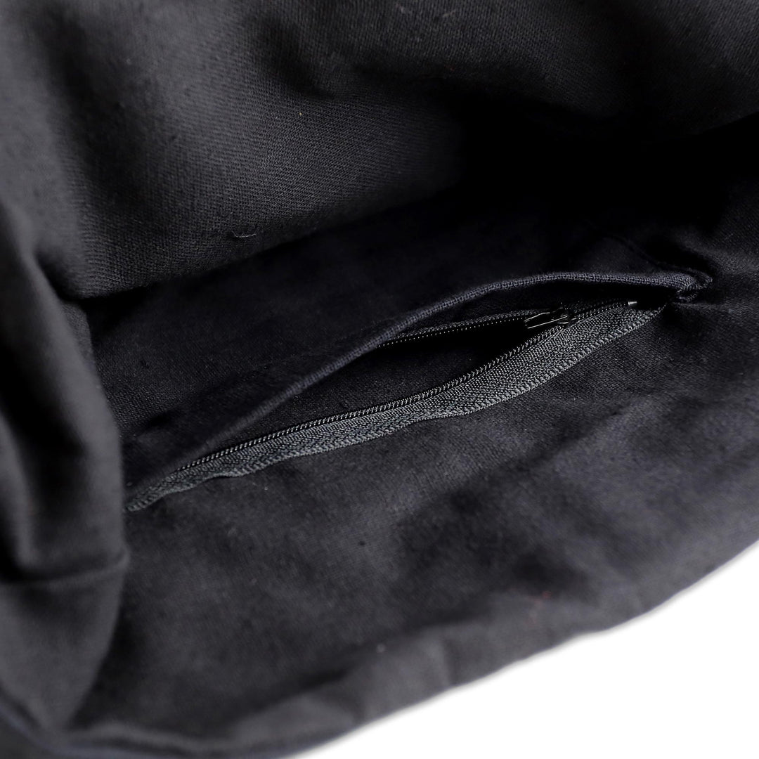 Red and Black Cotton Blend Shoulder Bag from Thailand - Charming Thai in Red