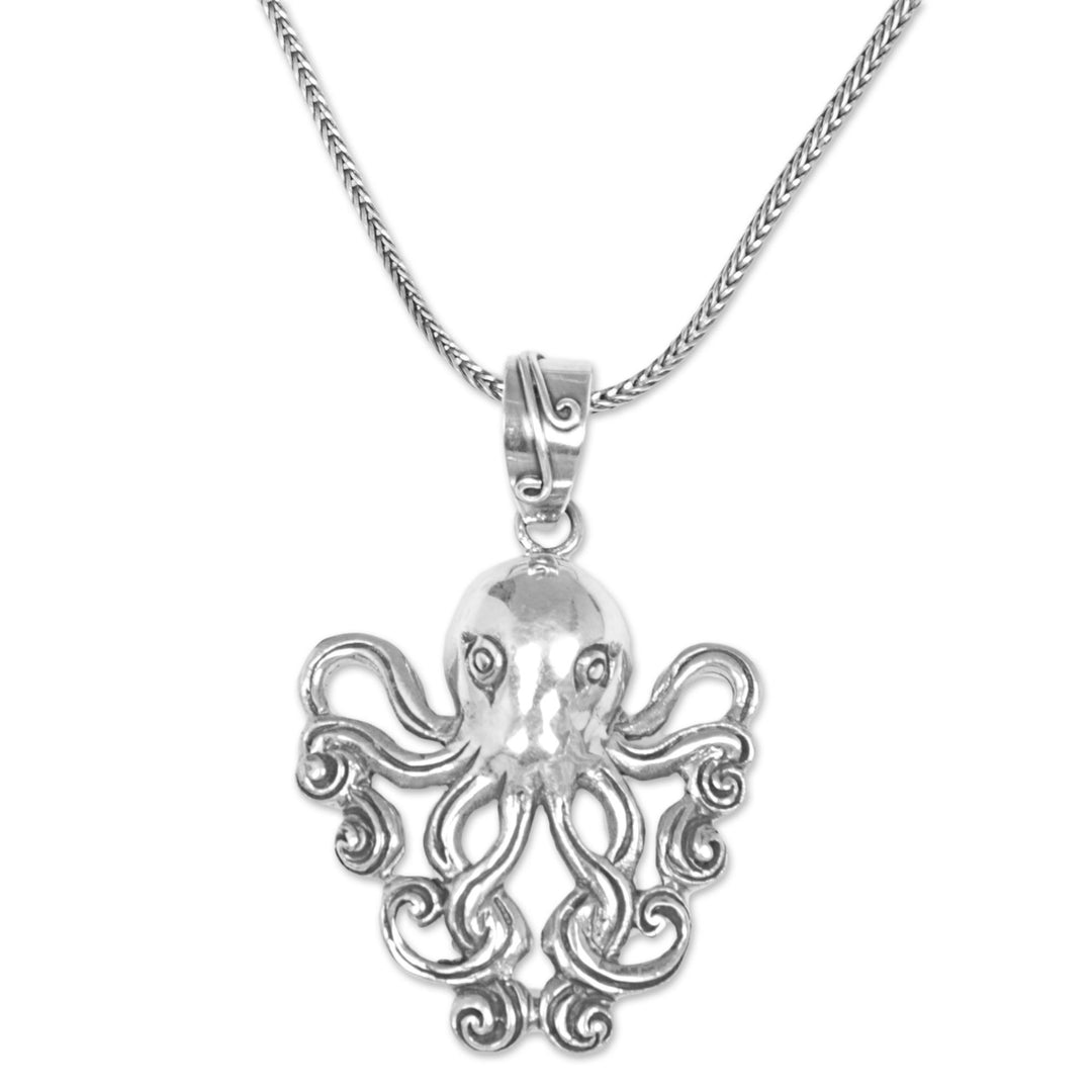 Sterling Silver Pendant Necklace of an Octopus - Octopus of the Deep