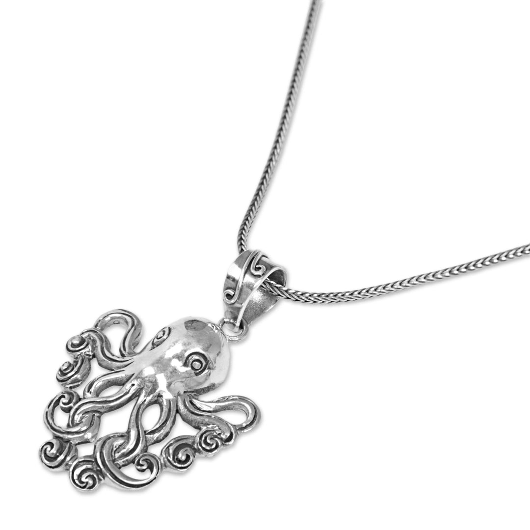 Sterling Silver Pendant Necklace of an Octopus - Octopus of the Deep