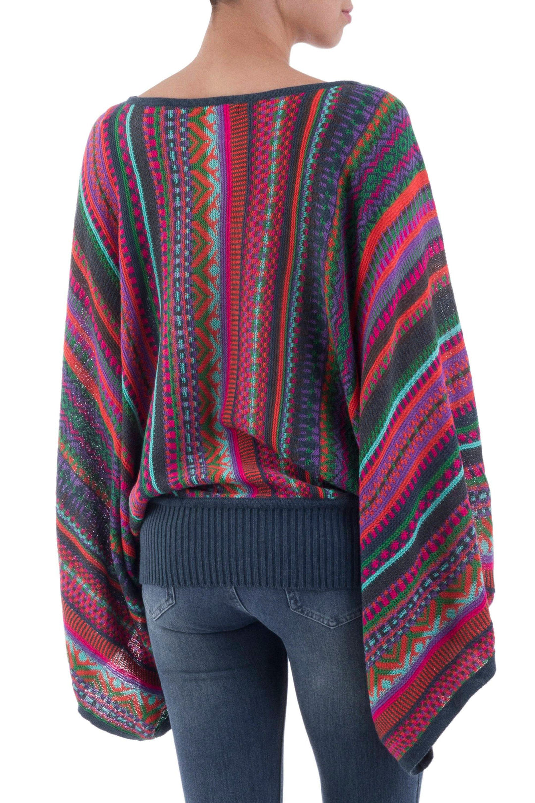 Colorful Striped Alpaca Wool Blend Sweater from Peru - Fiesta Dance