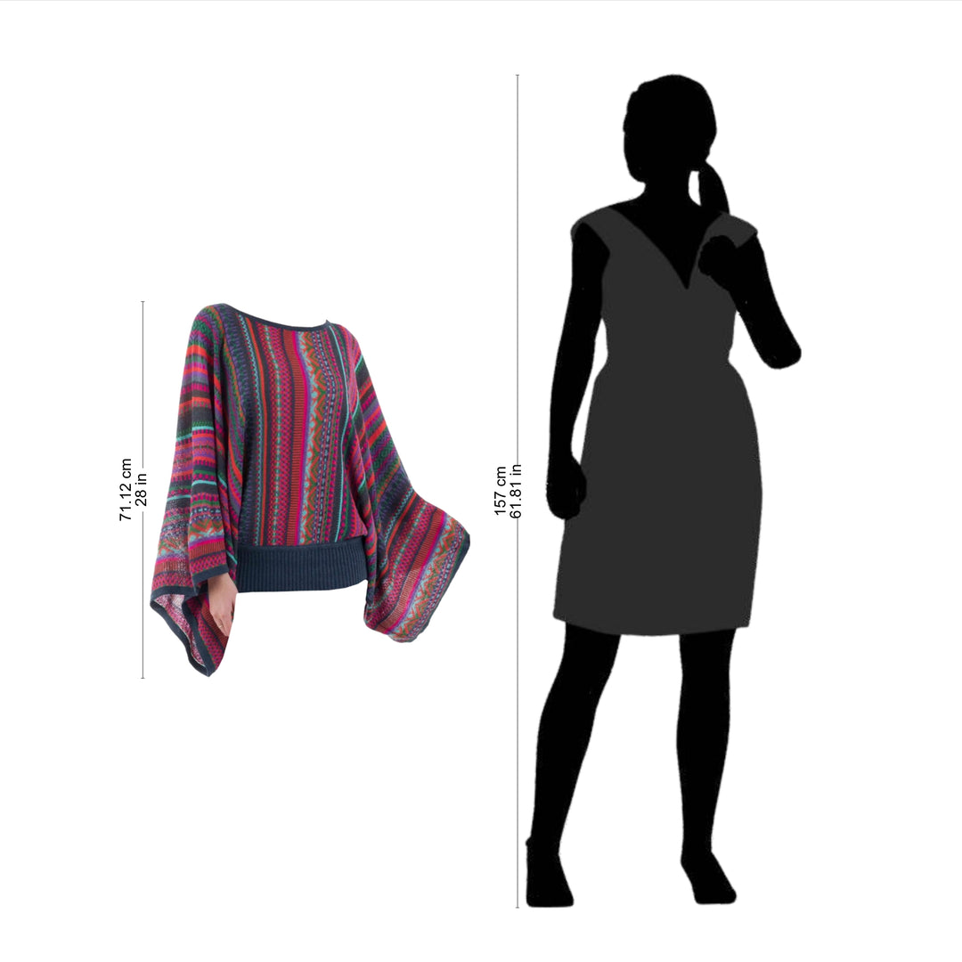 Colorful Striped Alpaca Wool Blend Sweater from Peru - Fiesta Dance