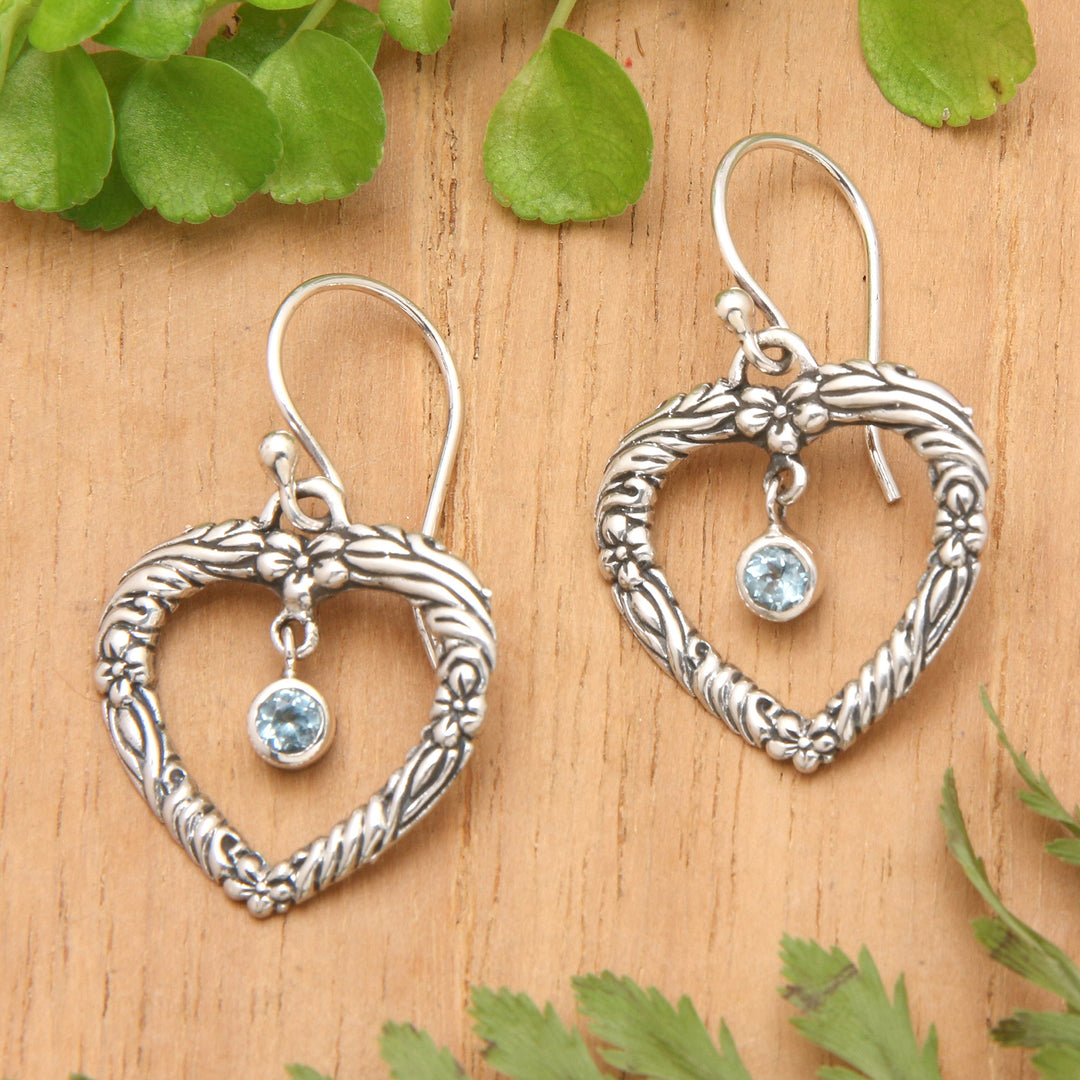 Handmade Blue Topaz and Sterling Silver Dangle Earrings - Steal My Heart
