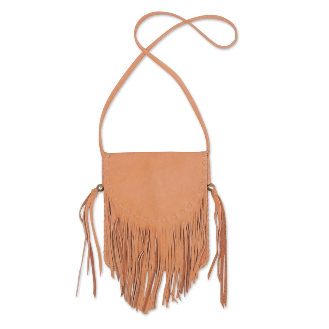 Handcrafted Leather Sling Handbag in Caramel from Bali - Caramel Travels