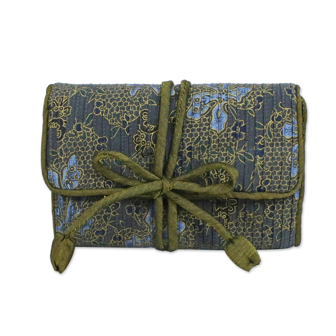 Rayon Silk Blend Jewelry Roll in Grey Floral - Slate Floral Journey