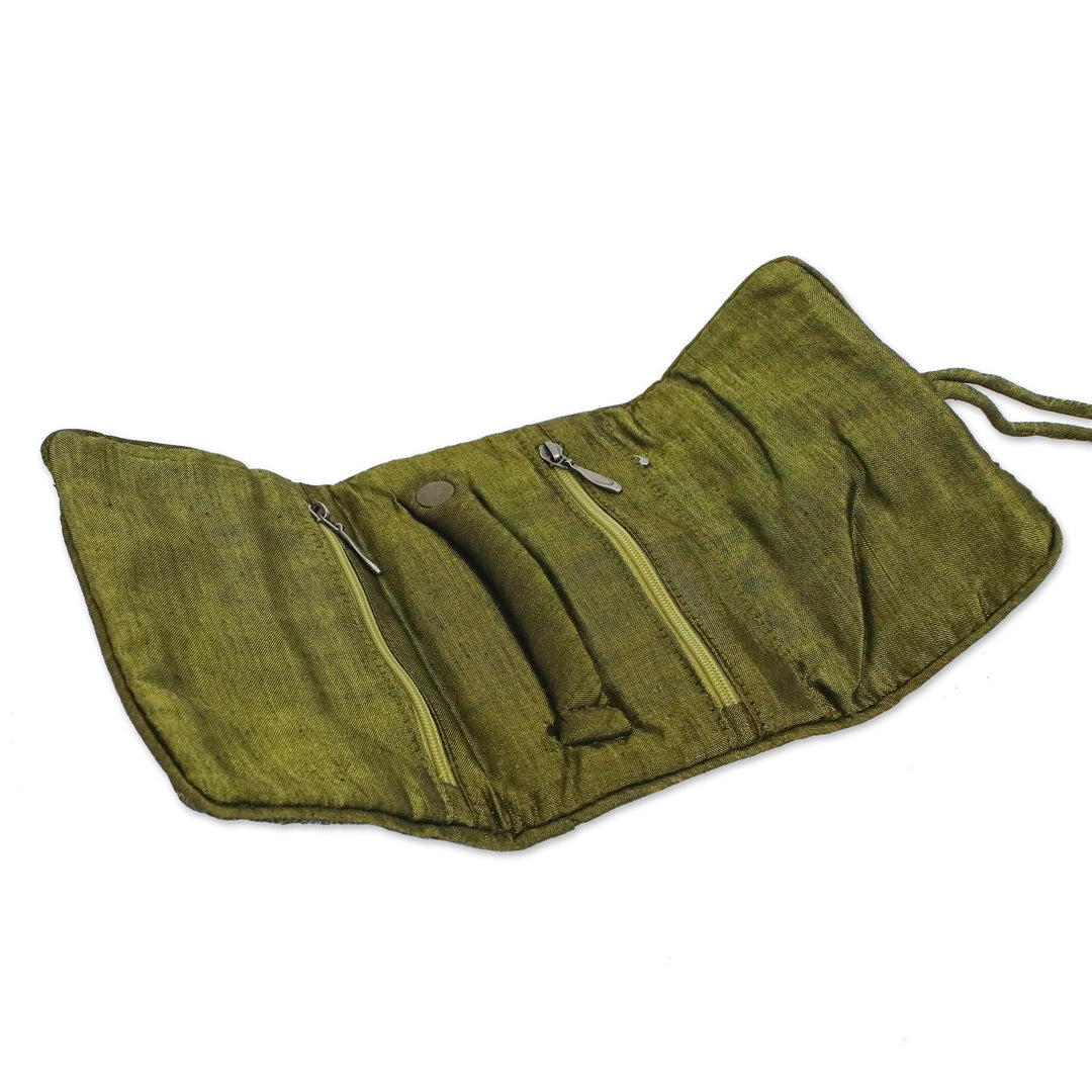 Rayon Silk Blend Jewelry Roll in Grey Floral - Slate Floral Journey