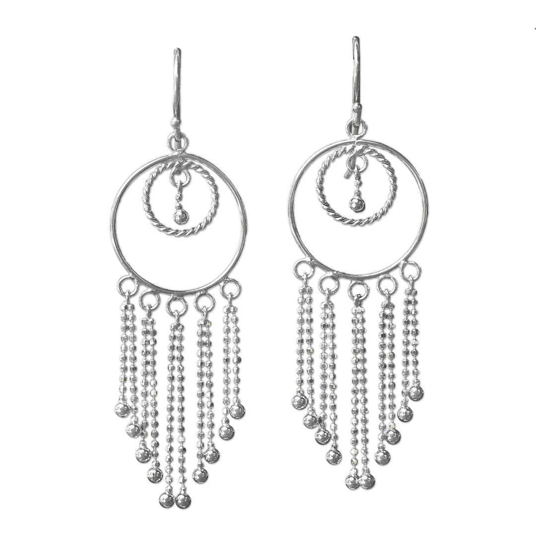 Thai Artisan Jewelry Sterling Silver Chandelier Earrings - Dream Protectors