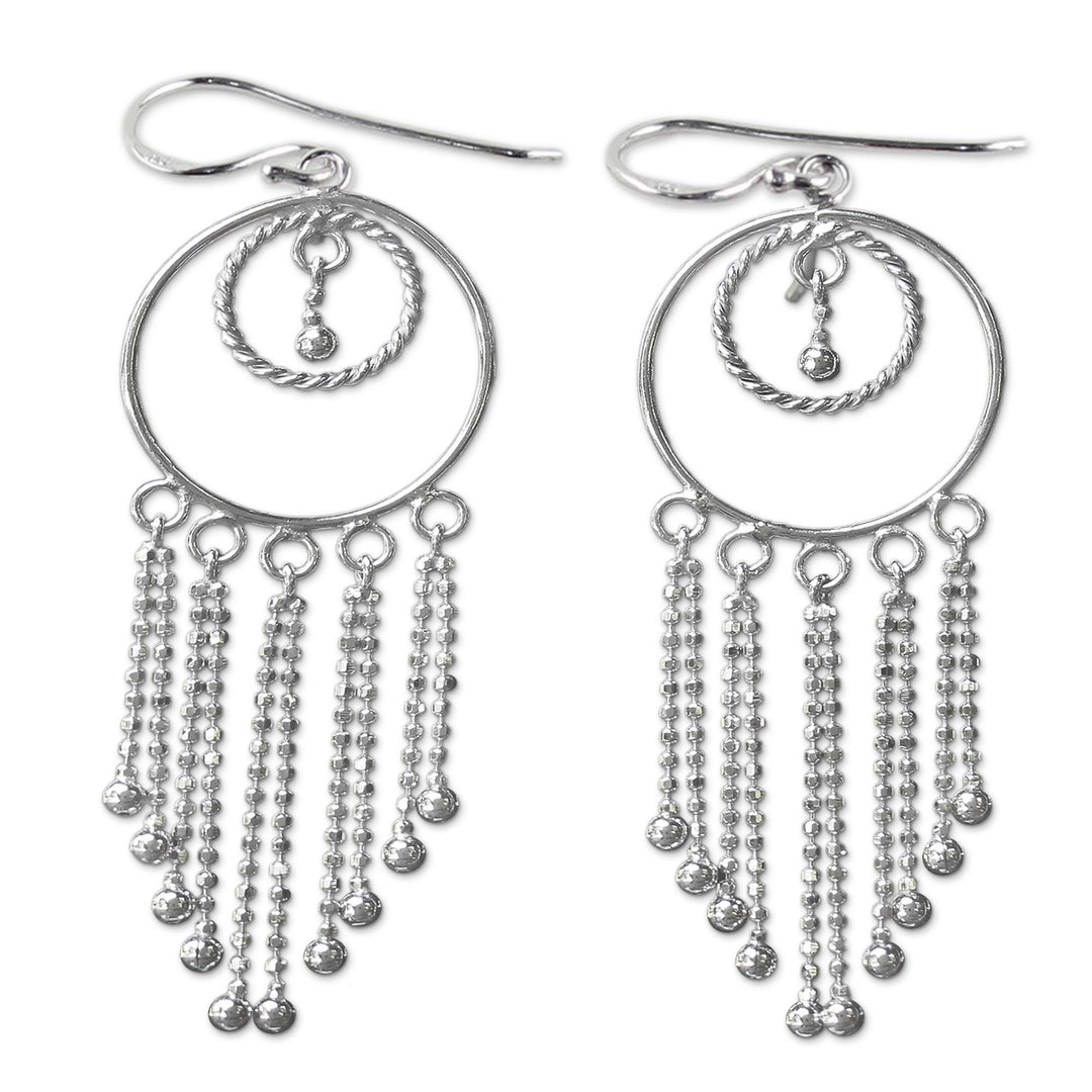Thai Artisan Jewelry Sterling Silver Chandelier Earrings - Dream Protectors