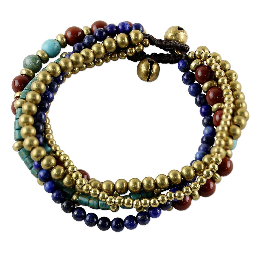 Multi Gemstone Beaded Bracelet from Thailand - Beads and Bells