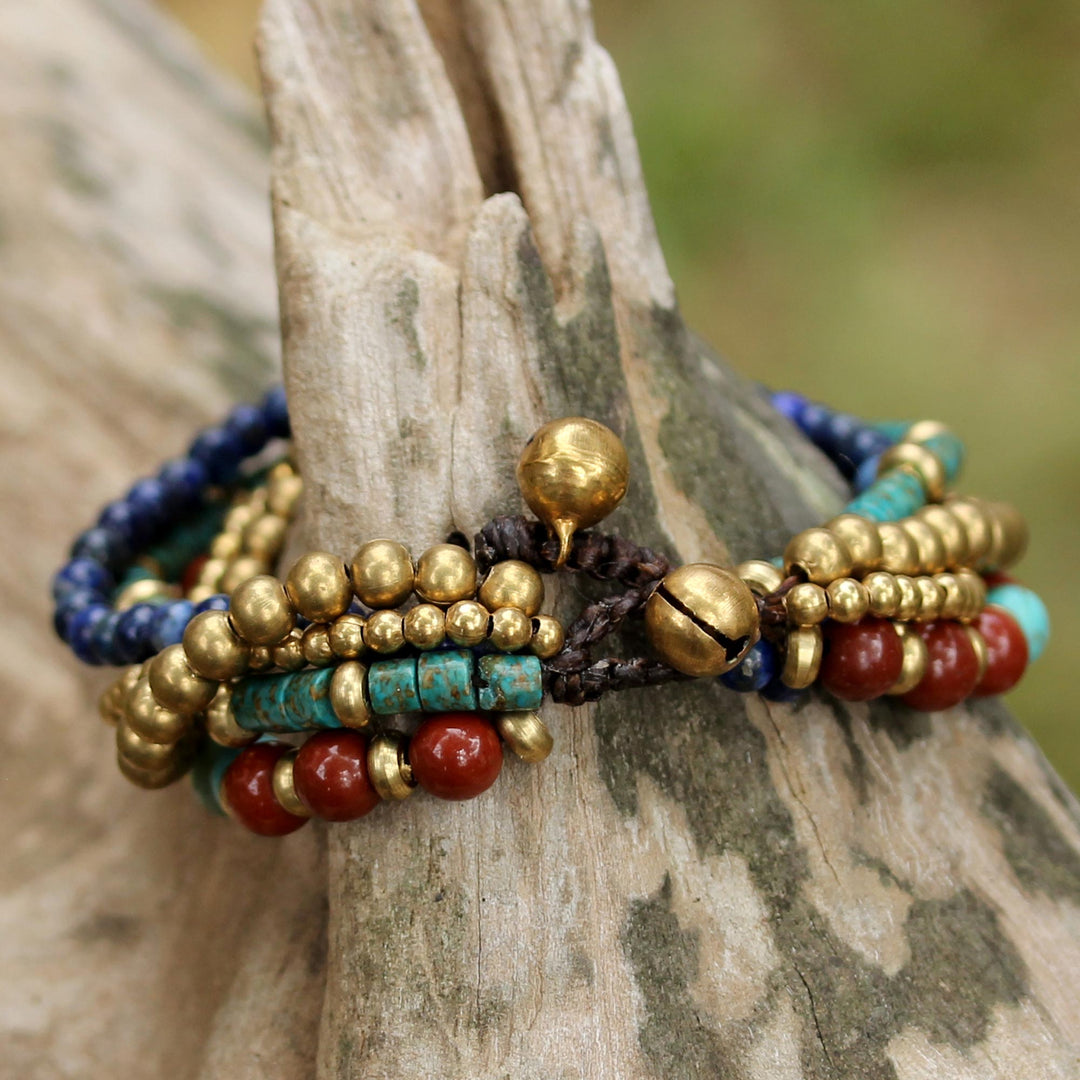 Multi Gemstone Beaded Bracelet from Thailand - Beads and Bells