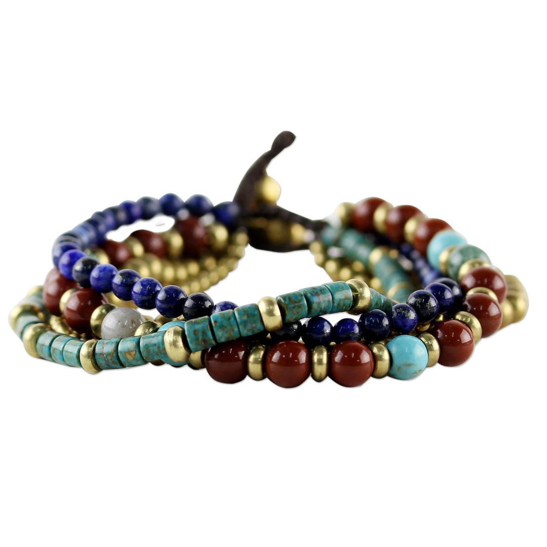 Multi Gemstone Beaded Bracelet from Thailand - Beads and Bells