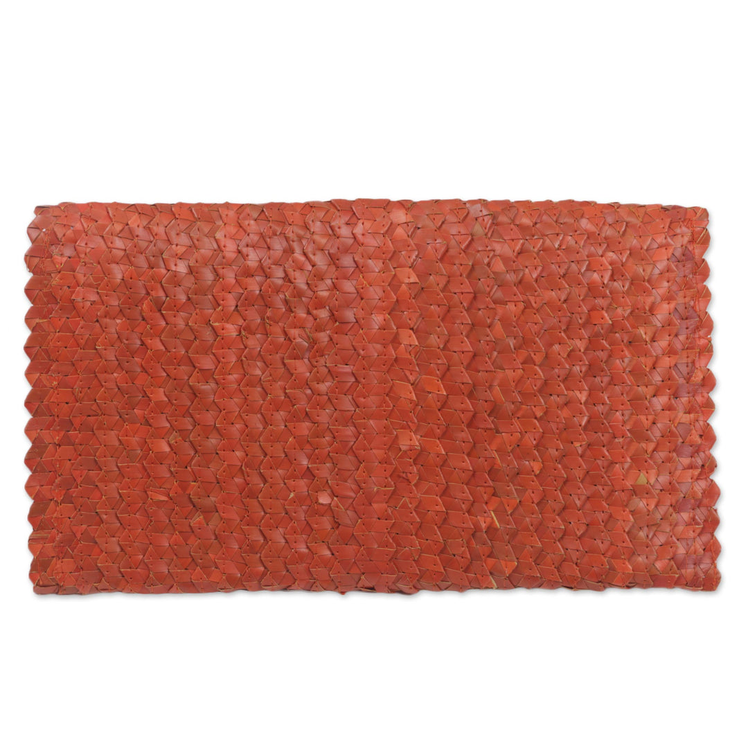 Hand Made Natural Fiber Clutch Handbag from Indonesia - Pumpkin Texture