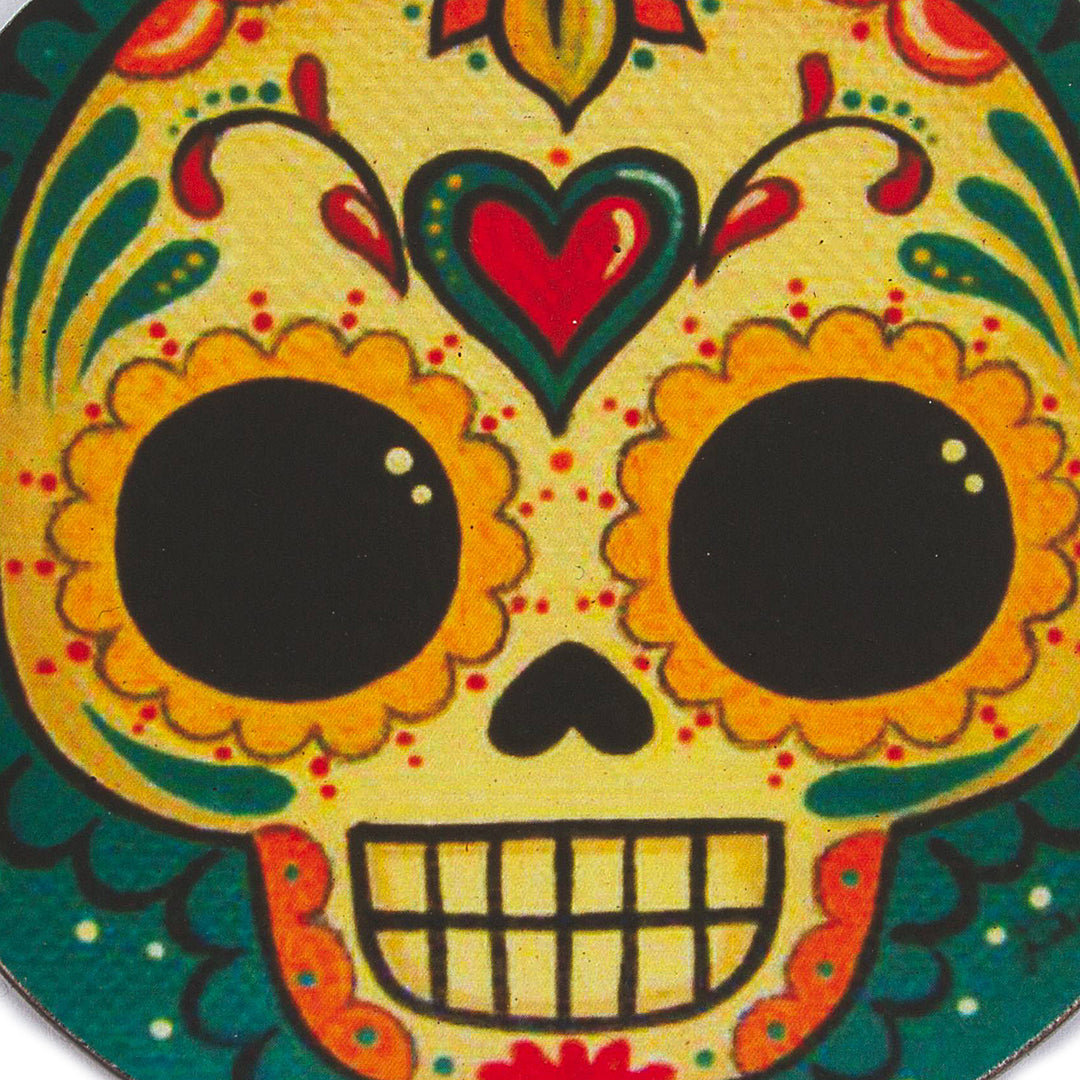 4 Day of the Dead Smiling Skulls Decoupage Wood Coaster Set - Loving Skull