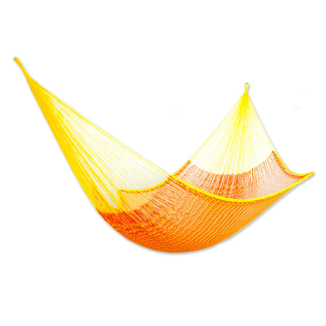 Nylon Rope Hammock in Daffodil and Tangerine (Single) Mexico - Daffodil Dreams