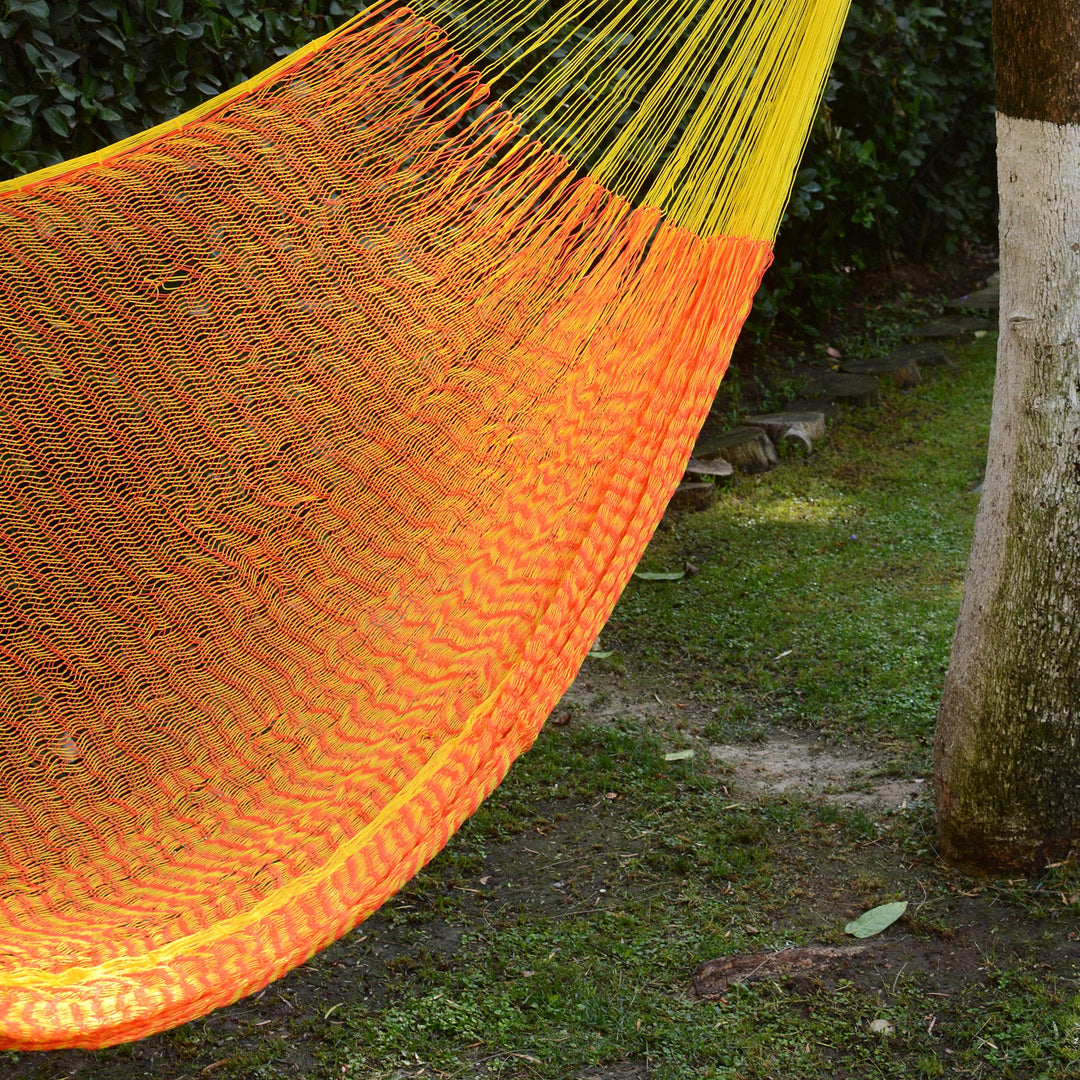 Nylon Rope Hammock in Daffodil and Tangerine (Single) Mexico - Daffodil Dreams