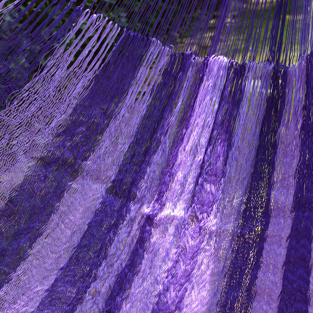 Lilac Striped Double Nylon Hammock from Mexico - Lilac Blossom