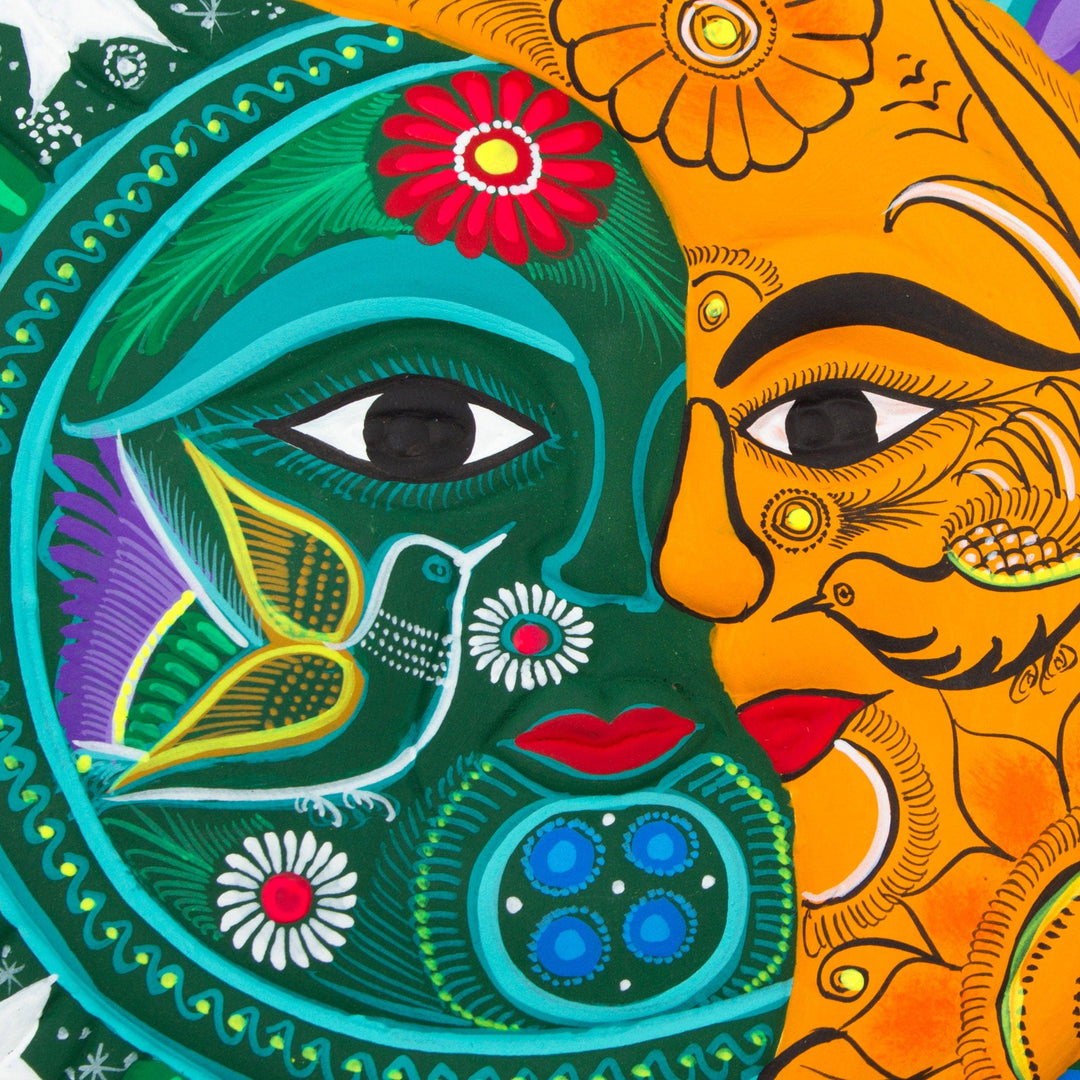 Green Saffron Eclipse Wall Adornment Sculpture Stars Birds - Starlit Eclipse