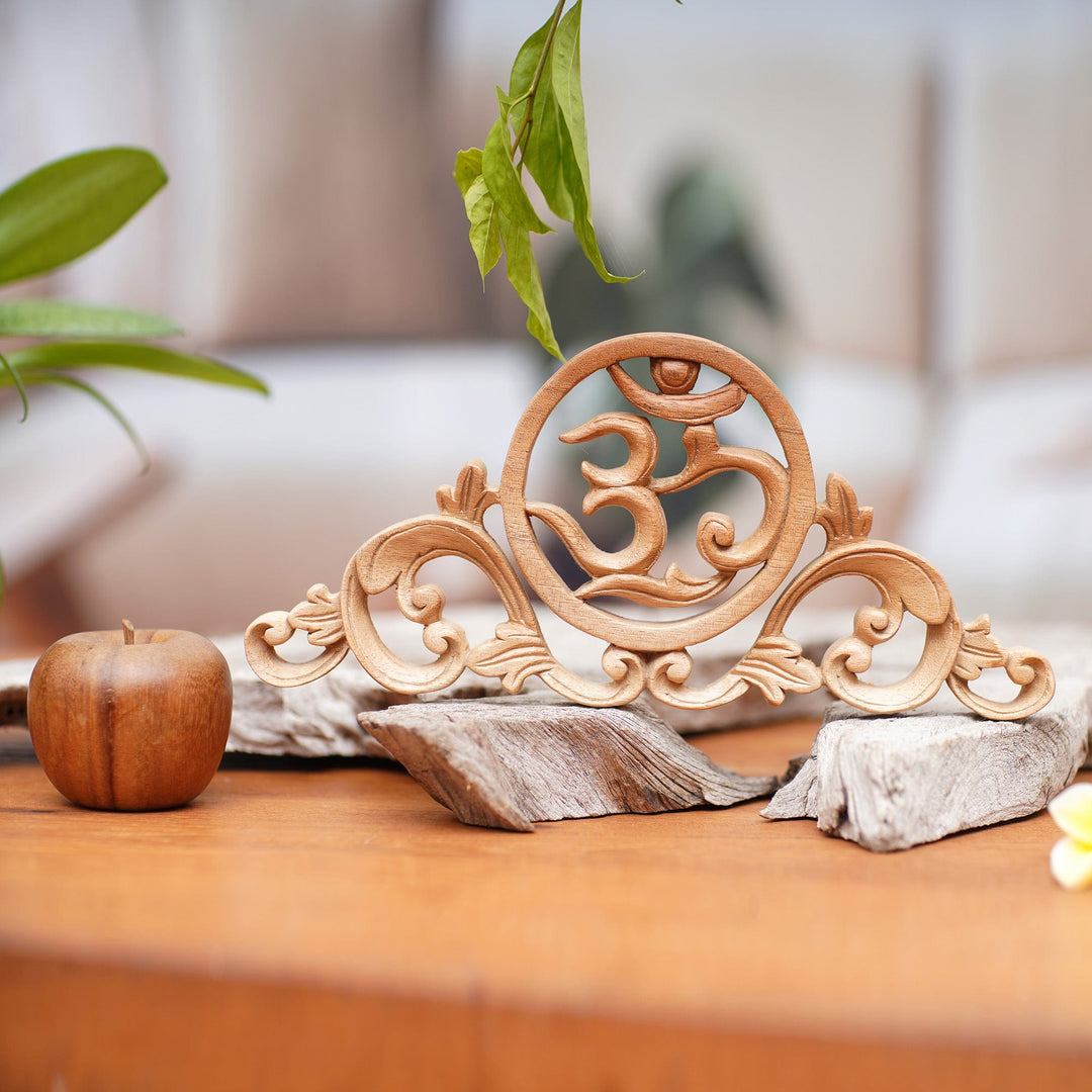 Hand Carved Suar Wood Wall Relief Panel from Indonesia - Sacred Vines