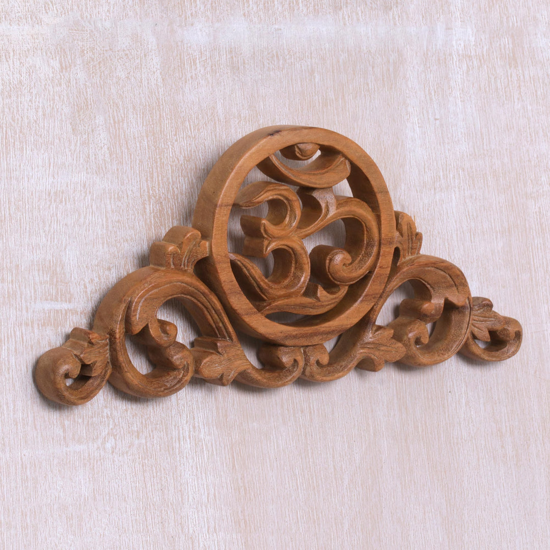 Hand Carved Suar Wood Wall Relief Panel from Indonesia - Sacred Vines