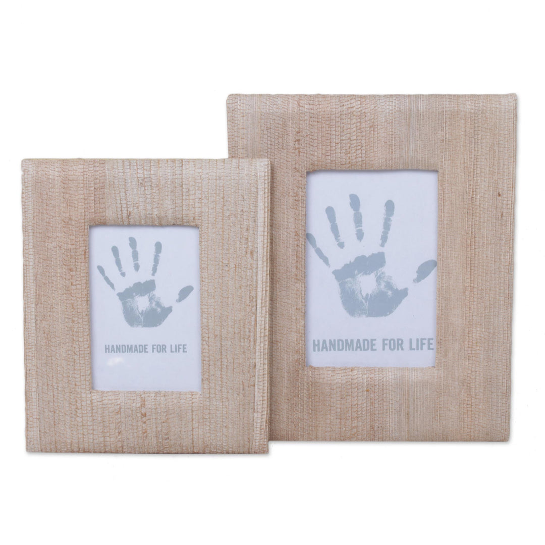 4x6 and 3x5 Natural Fiber Rustic Photo Frames in Beige - Rustic Memories in Beige