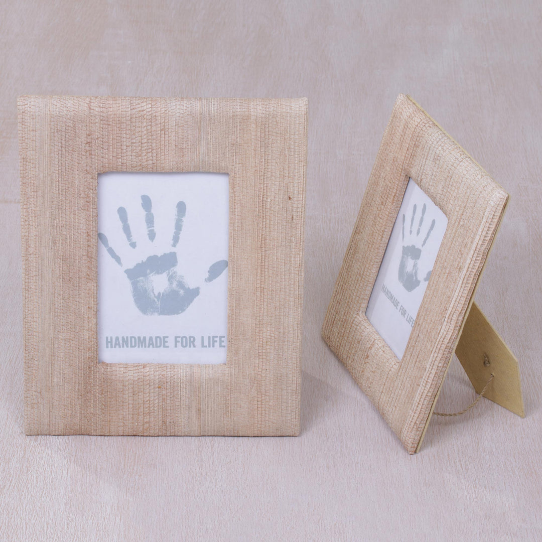 4x6 and 3x5 Natural Fiber Rustic Photo Frames in Beige - Rustic Memories in Beige