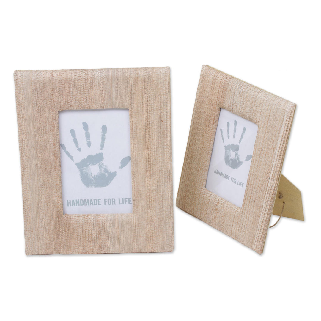 4x6 and 3x5 Natural Fiber Rustic Photo Frames in Beige - Rustic Memories in Beige