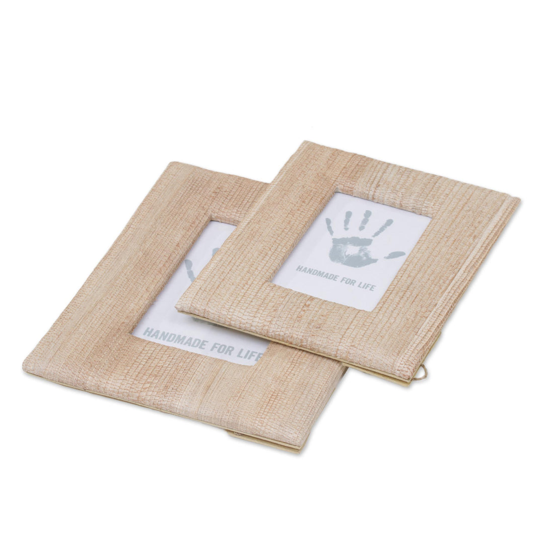 4x6 and 3x5 Natural Fiber Rustic Photo Frames in Beige - Rustic Memories in Beige
