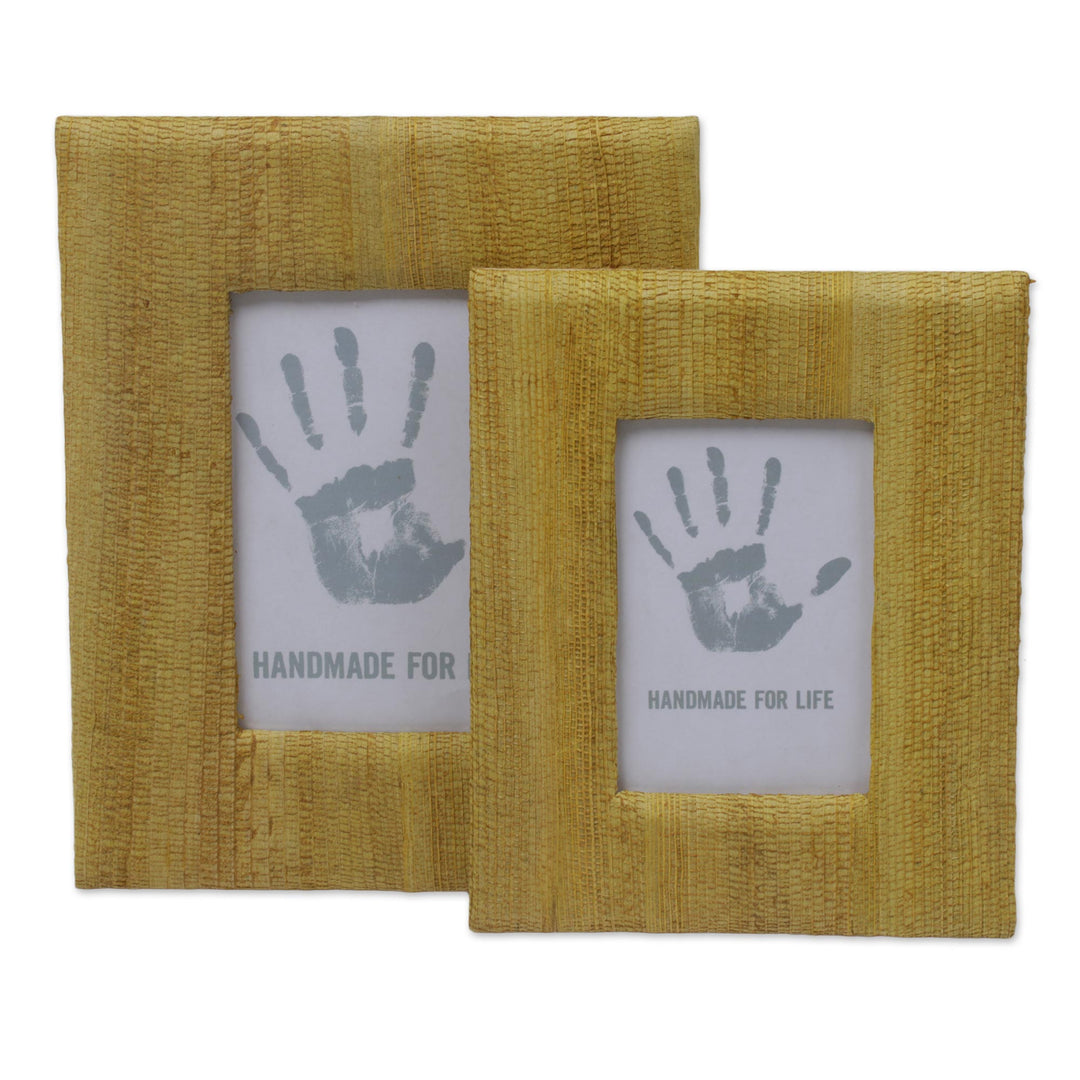4x6 and 3x5 Natural Fiber Rustic Photo Frames in Yellow - Rustic Memories in Yellow