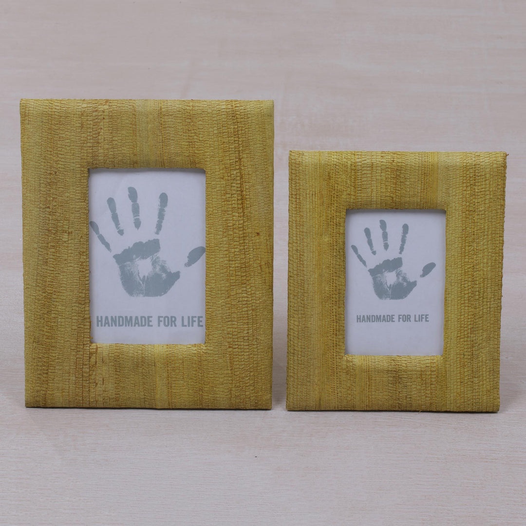 4x6 and 3x5 Natural Fiber Rustic Photo Frames in Yellow - Rustic Memories in Yellow
