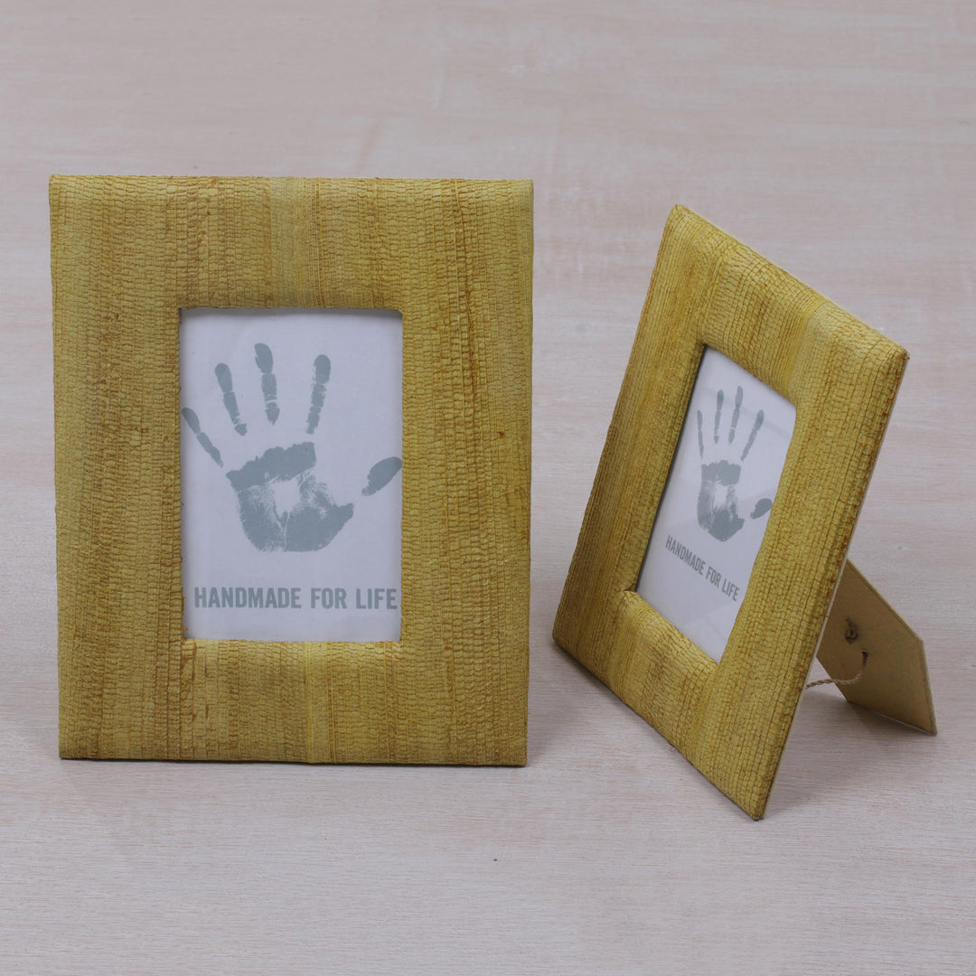 4x6 and 3x5 Natural Fiber Rustic Photo Frames in Yellow - Rustic Memories in Yellow