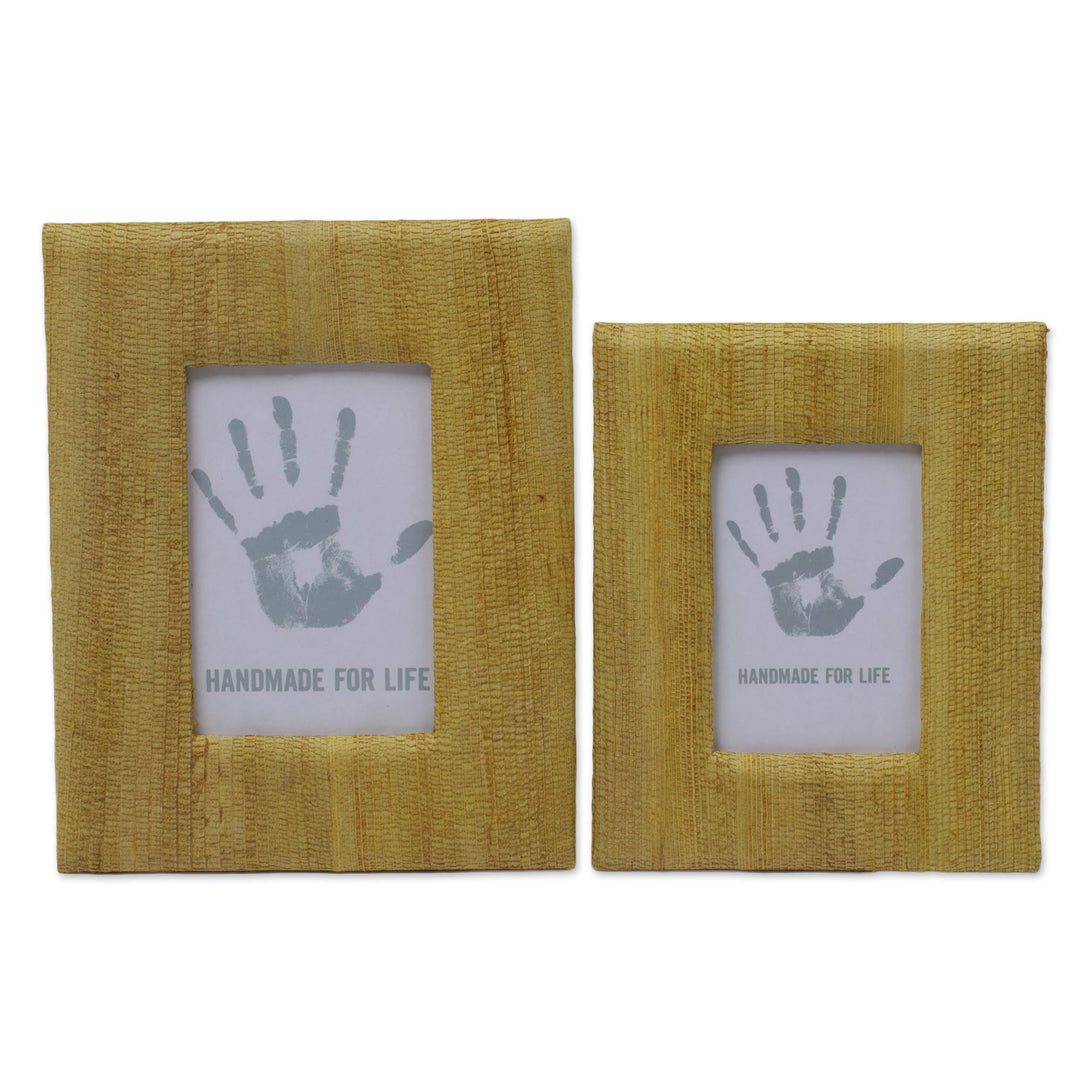4x6 and 3x5 Natural Fiber Rustic Photo Frames in Yellow - Rustic Memories in Yellow