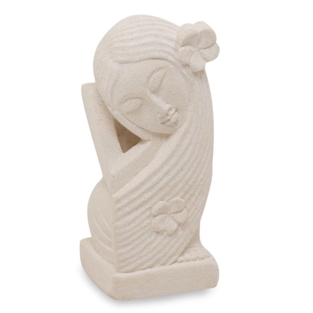 Hand Crafted Sandstone Sculpture of a Woman from Indonesia - Gorgeous Woman