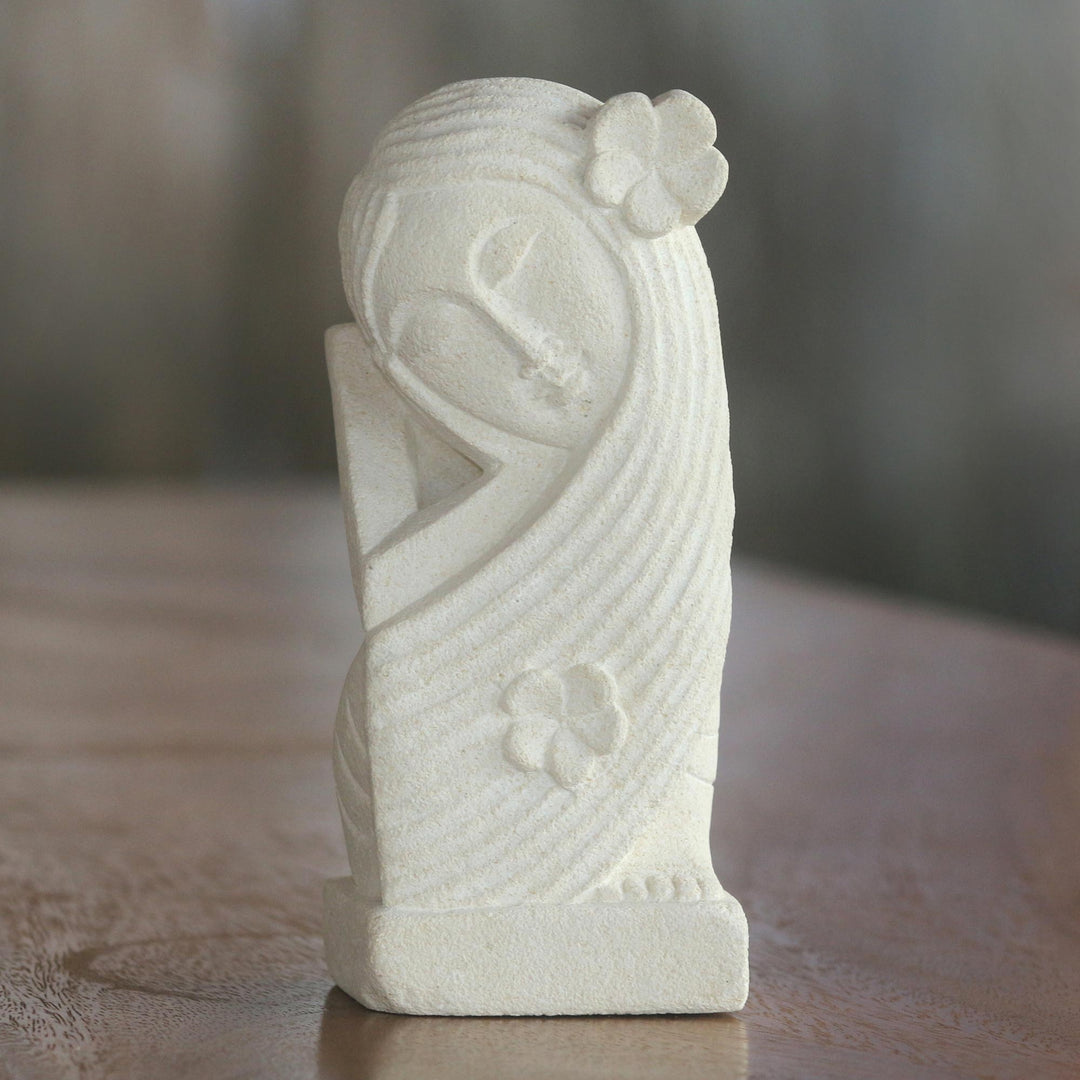 Hand Crafted Sandstone Sculpture of a Woman from Indonesia - Gorgeous Woman